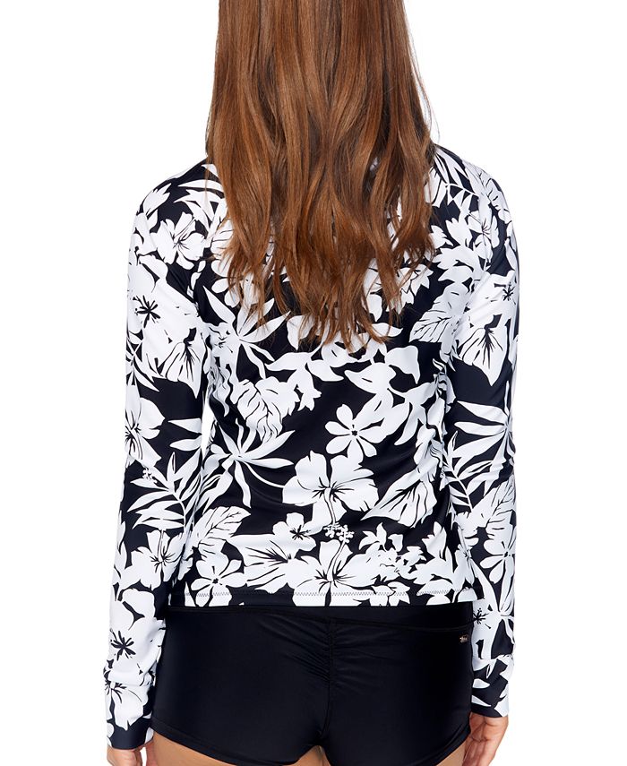 Raisins Juniors' Floral LongSleeve ZipFront Rash Guard Macy's