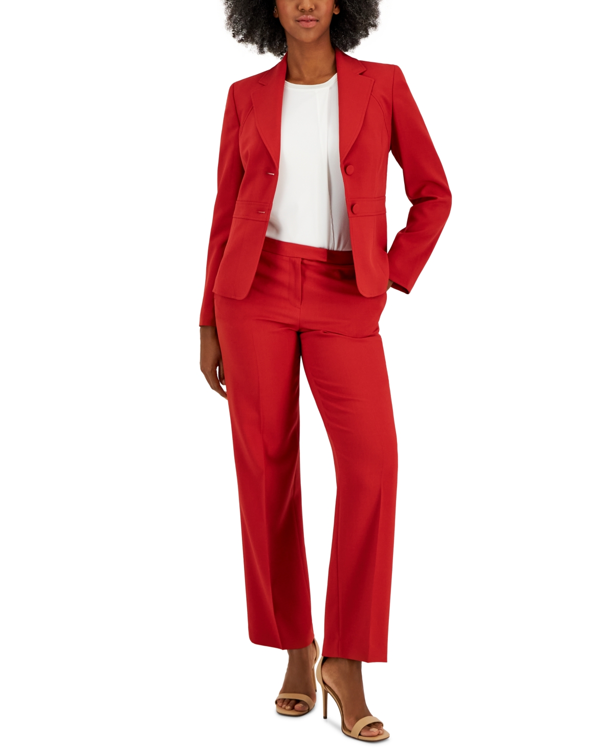 Le Suit Crepe Two-button Blazer & Pants, Regular And Petite Sizes In Brick