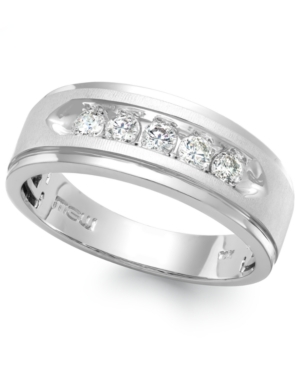 image of Men-s Five-Stone Diamond Ring in 10k White Gold (1/4 ct. t.w.)