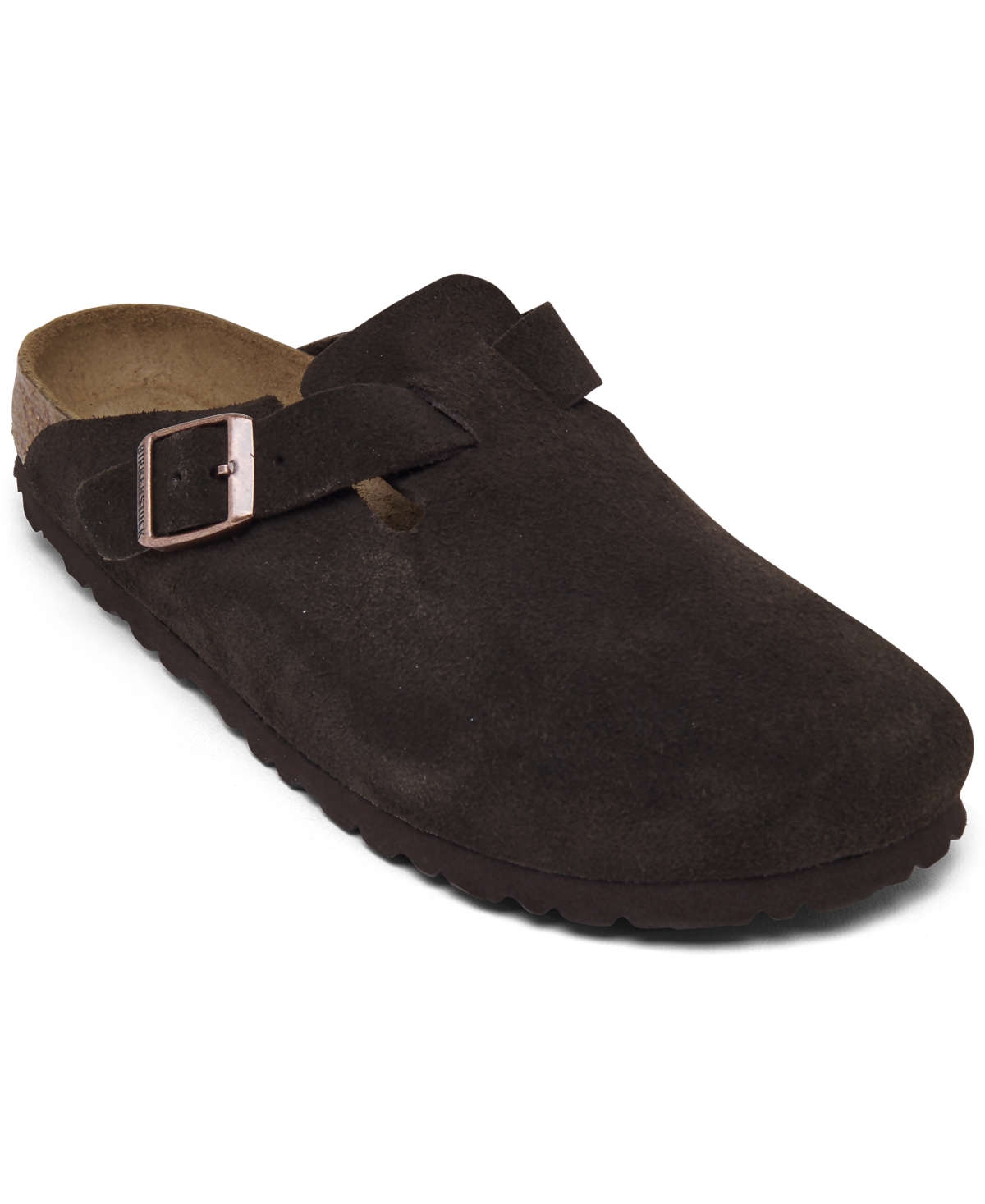 Shop Birkenstock Women's Boston Soft Footbed Suede Leather Clogs From Finish Line In Mocha