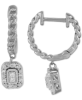 Diamond Halo Cluster Dangle Hoop Earrings (1/10 ct. t.w.) - Sterling Silver