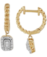 Diamond Halo Cluster Dangle Hoop Earrings (1/10 ct. t.w.) - Gold-Plated Sterling Silver