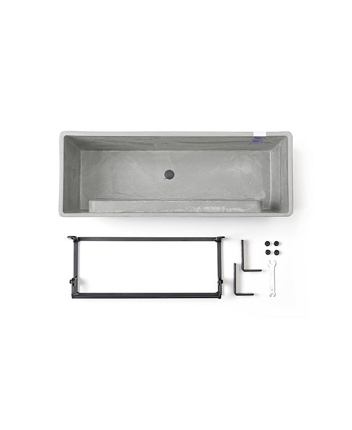 ECOPOTS Plastic Rectangle Bruges Wall Hanging Planter, White Grey, 21.5" Macy's