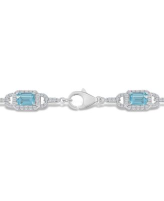 Sky Blue Topaz and White Topaz Bracelet (7 ct. t.w and 5/8 ct. t.w) in Sterling Silver