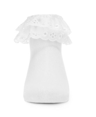Girls Dual Layer Eyelet Lace Anklet Socks