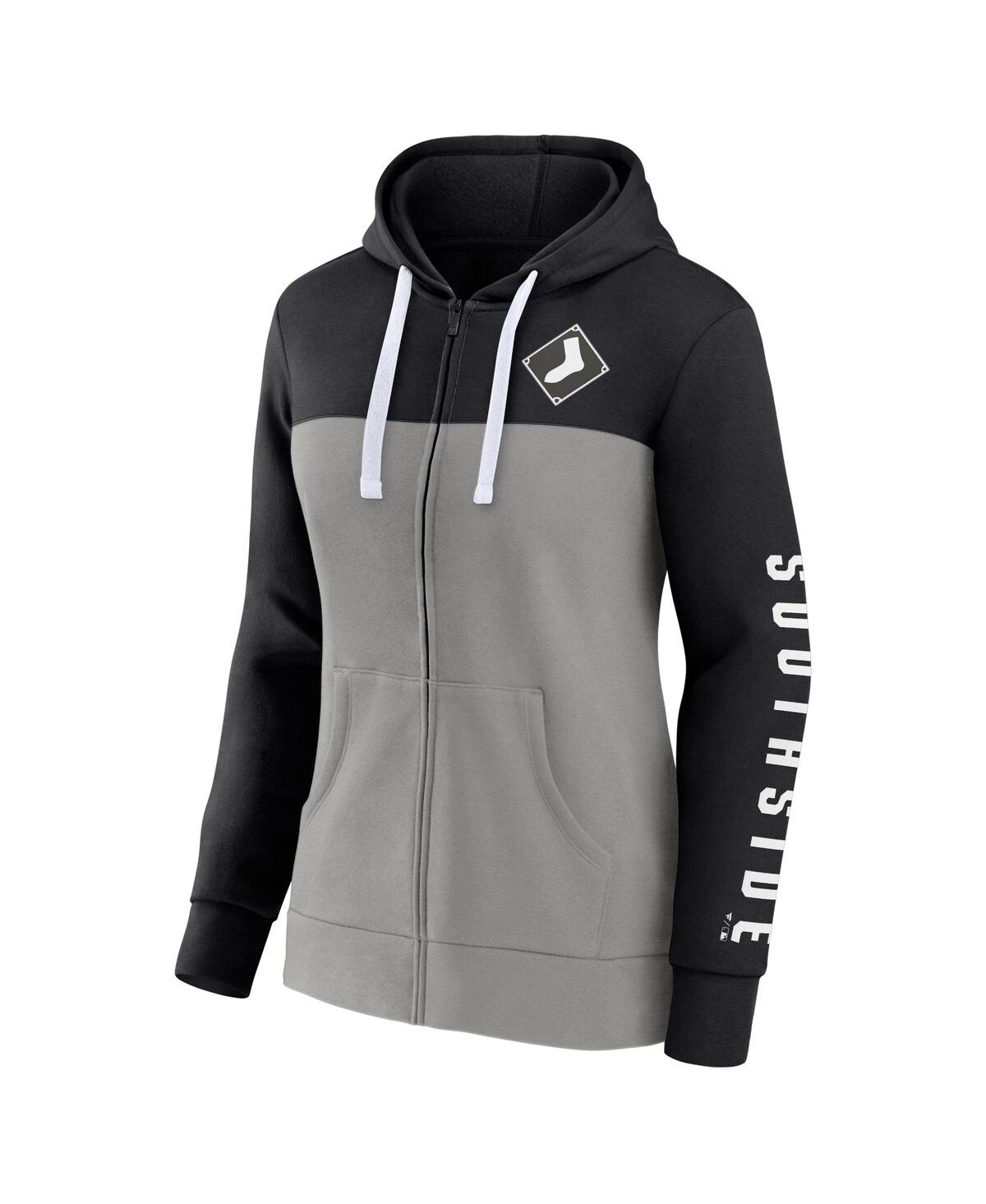 Fanatics Women's  Black, Gray Chicago White Sox Take The Field Colorblocked Hoodie Full-zip Jacket In Black,gray