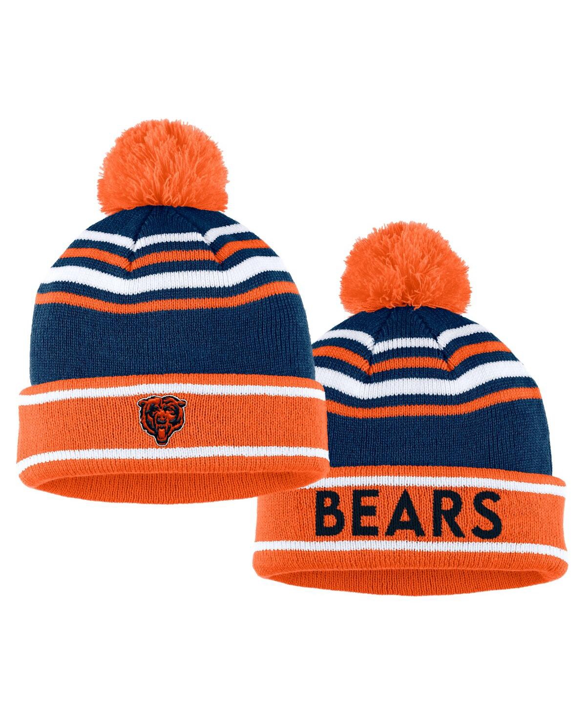 Shop Wear By Erin Andrews Women's  Orange Chicago Bears Colorblock Cuffed Knit Hat With Pom And Scarf Set