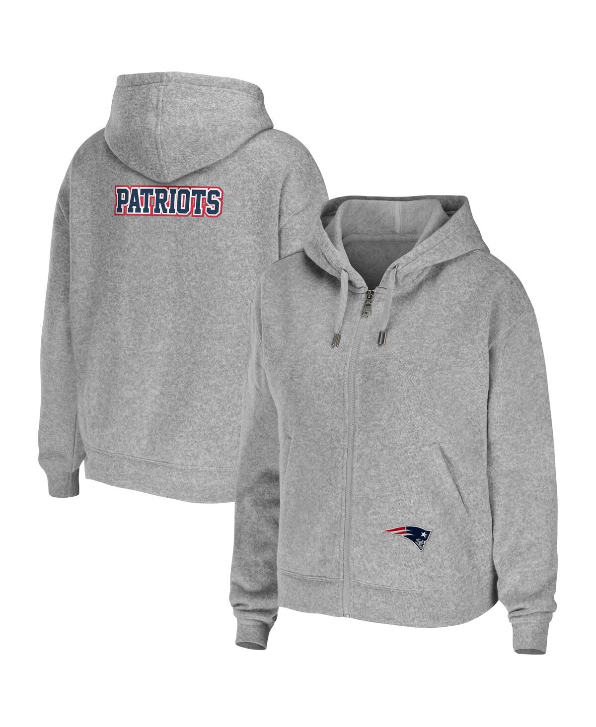 Wear By Erin Andrews Heather Gray New England Patriots Plus Size Full-zip Hoodie In Heather Gray