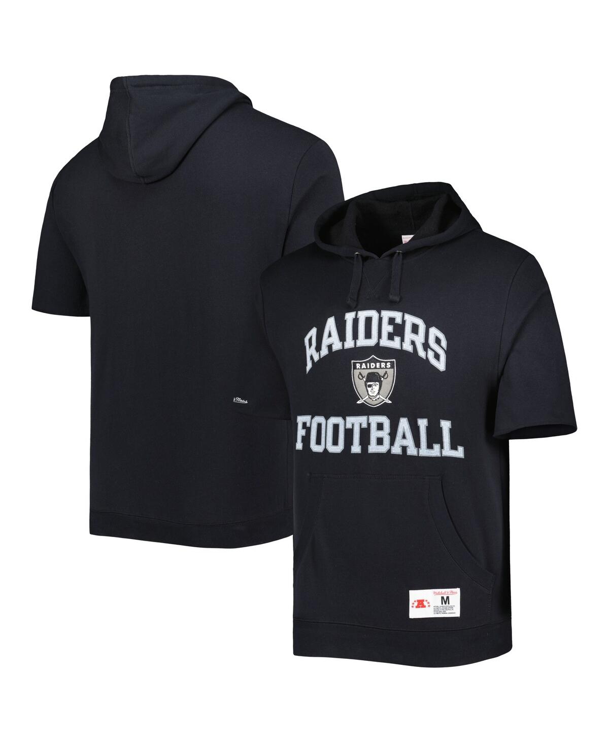 Shop Mitchell & Ness Men's  Black Las Vegas Raiders Washed Short Sleeve Pullover Hoodie