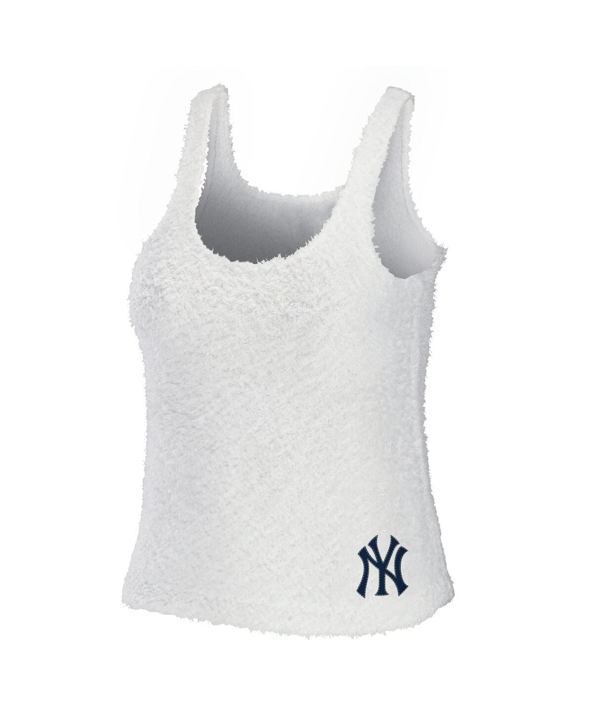 Shop Wear By Erin Andrews Women's  Cream New York Yankees Cozy Lounge Tank Top And Pants Set