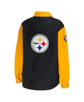 Women's Black Pittsburgh Steelers Snap-Up Shirt Jacket