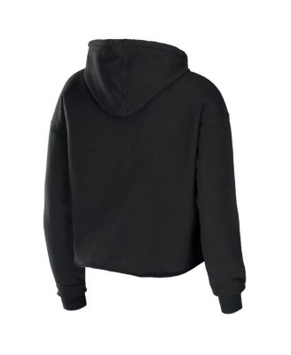 Women's Black Los Angeles Rams Cropped Sponge Fleece Pullover Hoodie