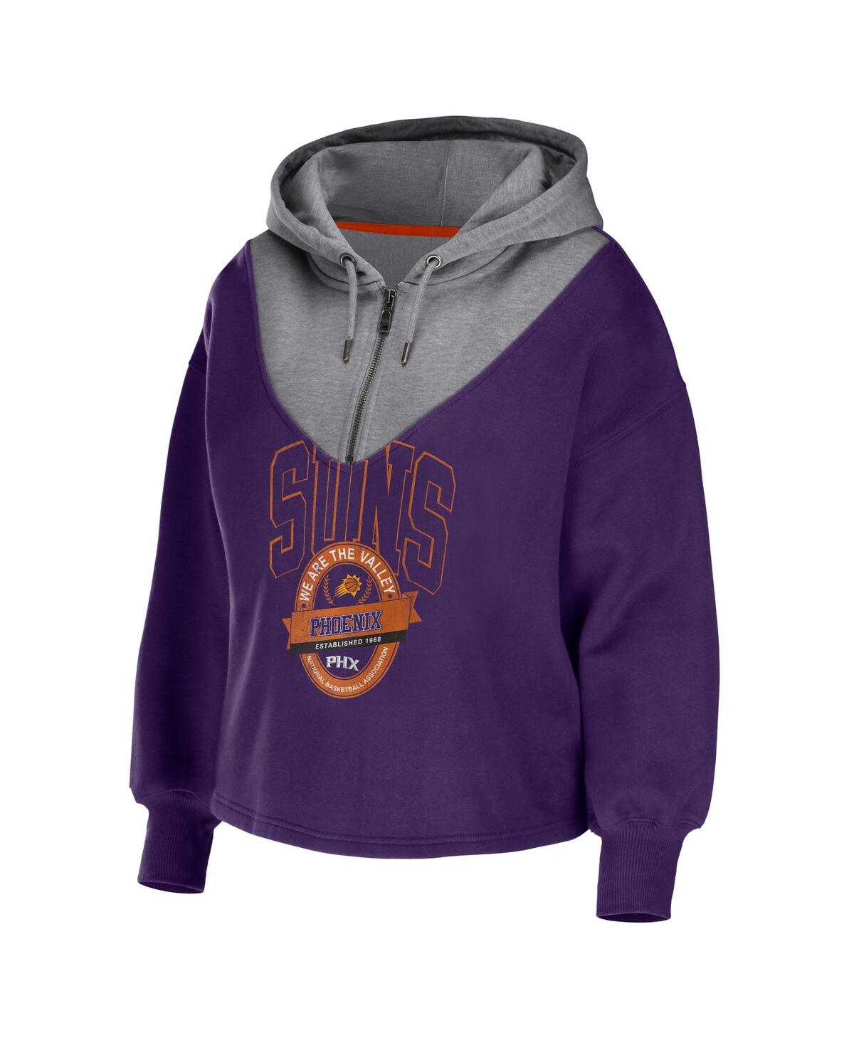 Shop Wear By Erin Andrews Women's  Purple Phoenix Suns Pieced Quarter-zip Hoodie Jacket