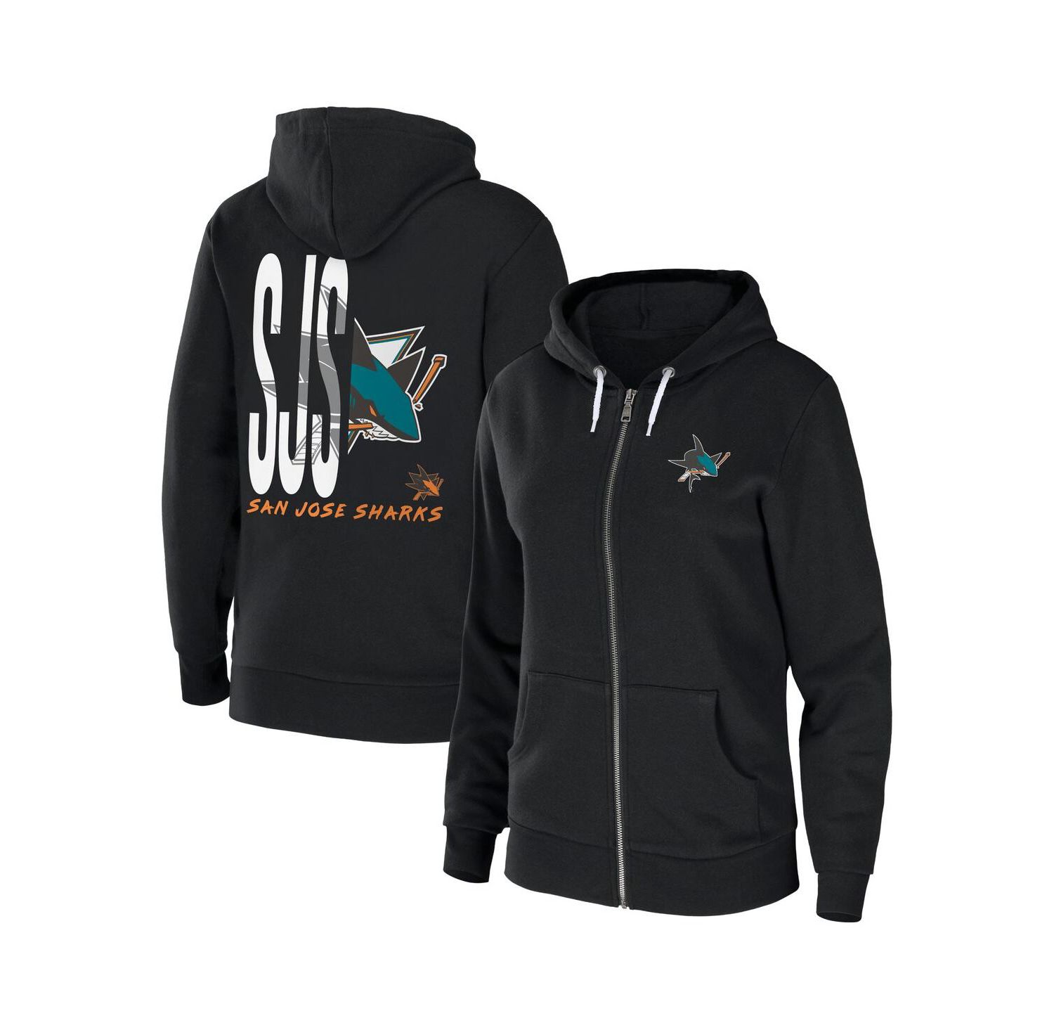 Women's Black San Jose Sharks Sponge Fleece Full-Zip Hoodie