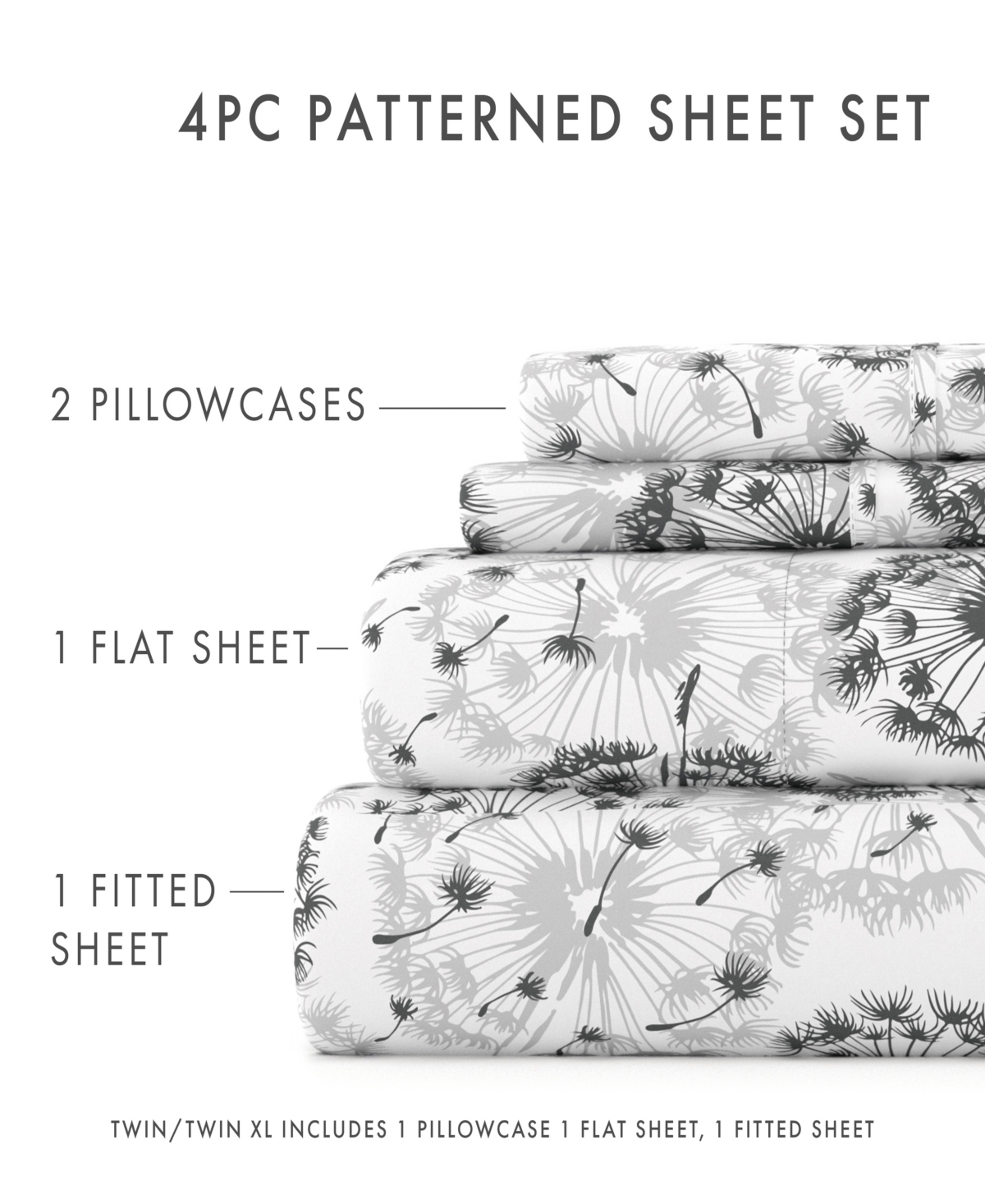 The Farmhouse Chic Premium Ultra Soft Pattern 4 Piece Sheet Set by Home Collection -