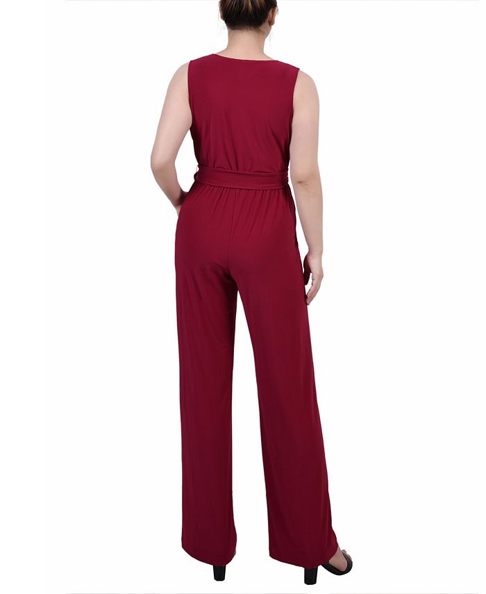 NY Collection Women's Sleeveless Surplice Jumpsuit Macy's