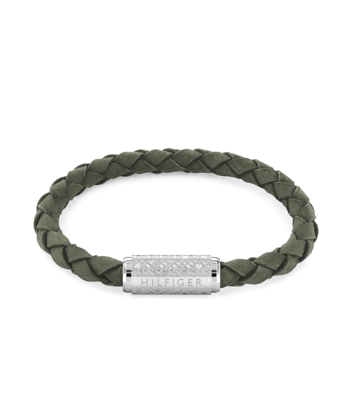 Tommy Hilfiger Men's Braided Green Suede Leather Bracelet