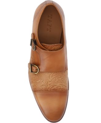 Men's Lucca Embossed Floral Leather Monk Strap Dress Shoes