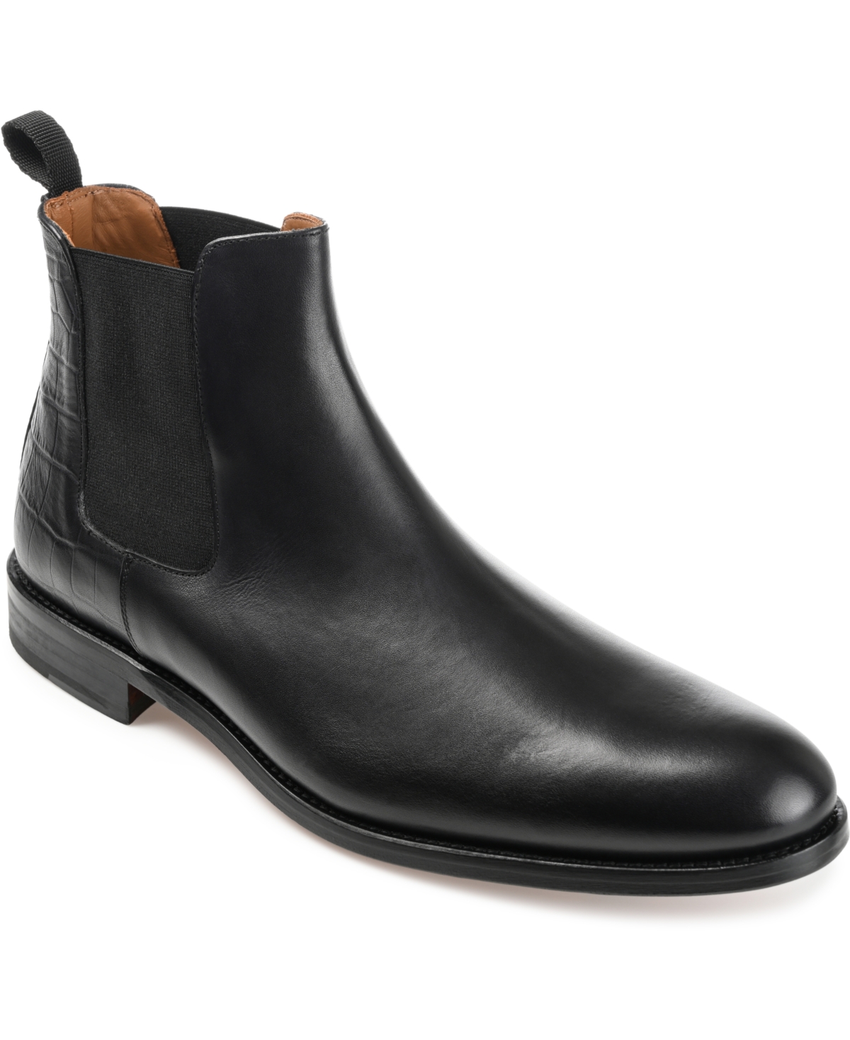 Shop Taft Men's Hiro Leather And Embossed Croc Detailing Chelsea Boots In Midnight