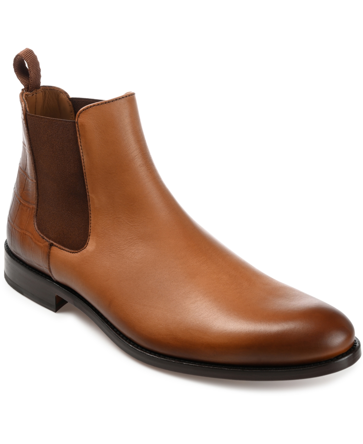 Shop Taft Men's Hiro Leather And Embossed Croc Detailing Chelsea Boots In Honey