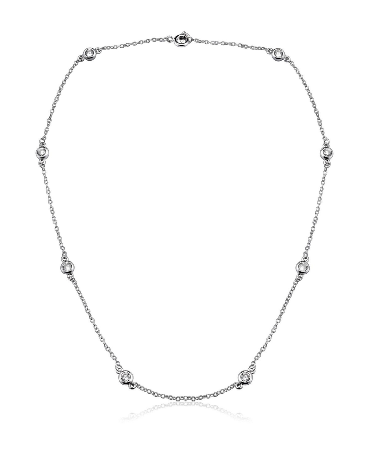 Genevive Sterling Silver Clear Cubic Zirconia Necklace