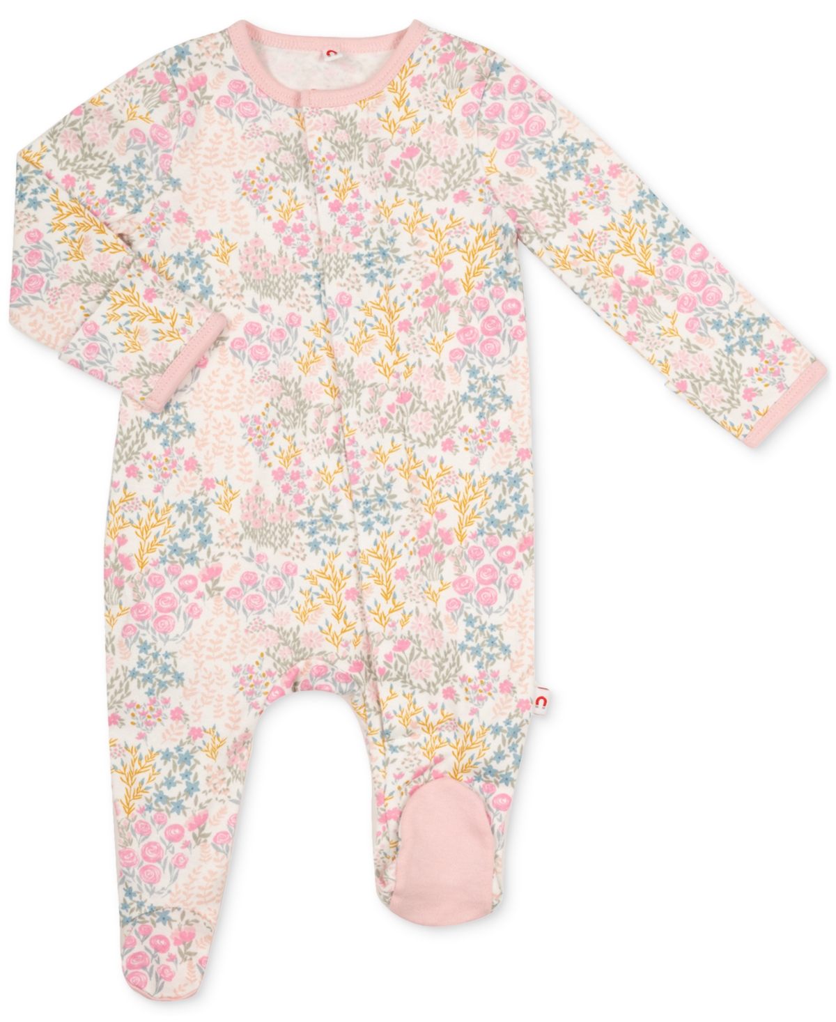 Easy = Magnetic Close Baby Girls Magnetic Footed Coverall - Meadow Song Floral