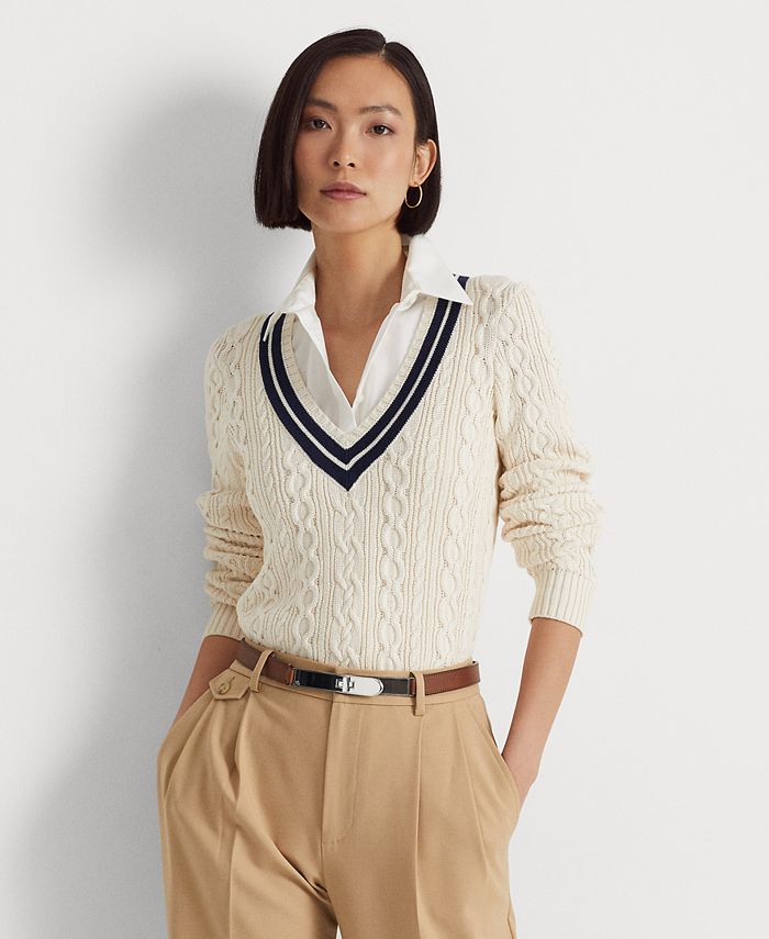 Lauren Ralph Lauren Women's Cable-Knit Cricket Sweater, Regular & Petite &  Reviews - Sweaters - Women - Macy's