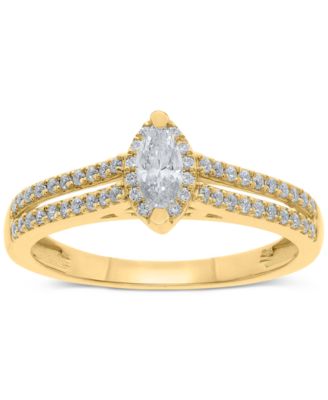 Diamond Marquise Double Row Halo Engagement Ring (1/2 ct. t.w.) in 14k White, Yellow or Rose Gold
