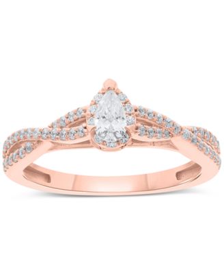 Diamond Pear Twist Engagement Ring (1/2 ct. t.w.) in 14k White, Yellow or Rose Gold