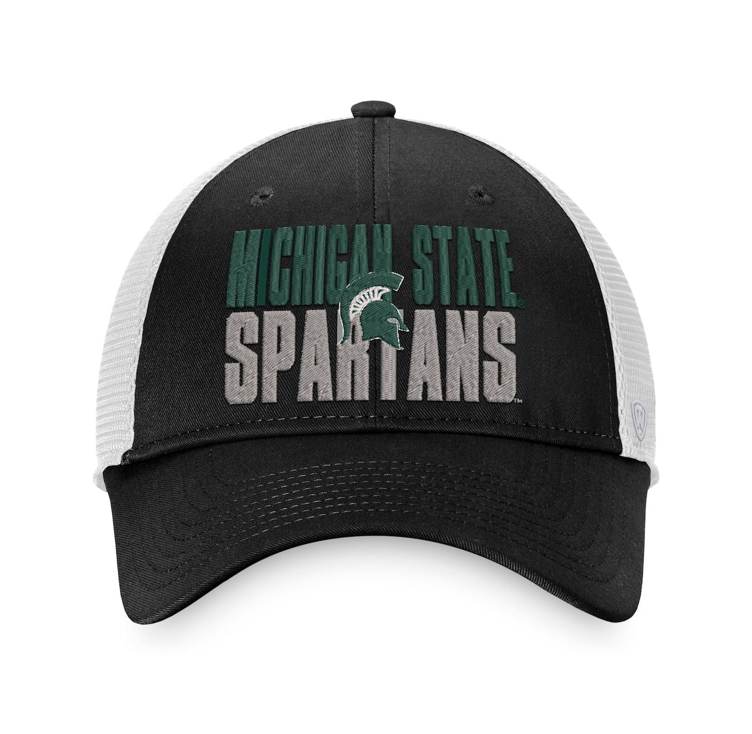 Men's Black, White Michigan State Spartans Stockpile Trucker Snapback Hat