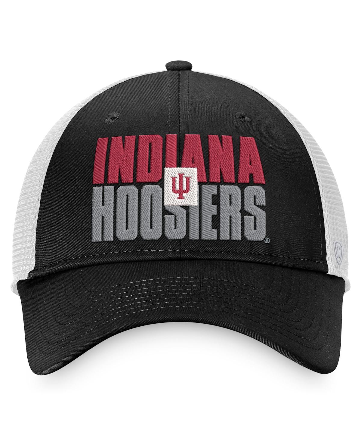 Shop Top Of The World Men's  Black, White Indiana Hoosiers Stockpile Trucker Snapback Hat In Black,white