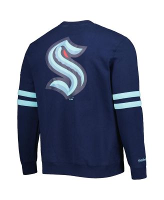 Men's Deep Sea Blue Seattle Kraken Allover Logo Pullover Sweatshirt