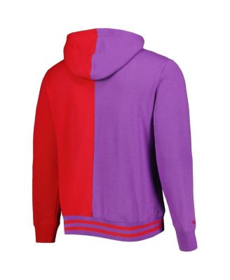 Men's Purple, Red Toronto Raptors Hardwood Classics Split Pullover Hoodie