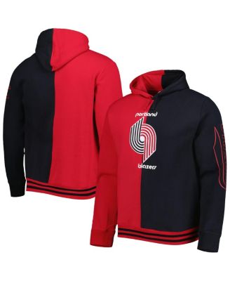 Men's Red, Black Portland Trail Blazers Hardwood Classics Split Pullover Hoodie