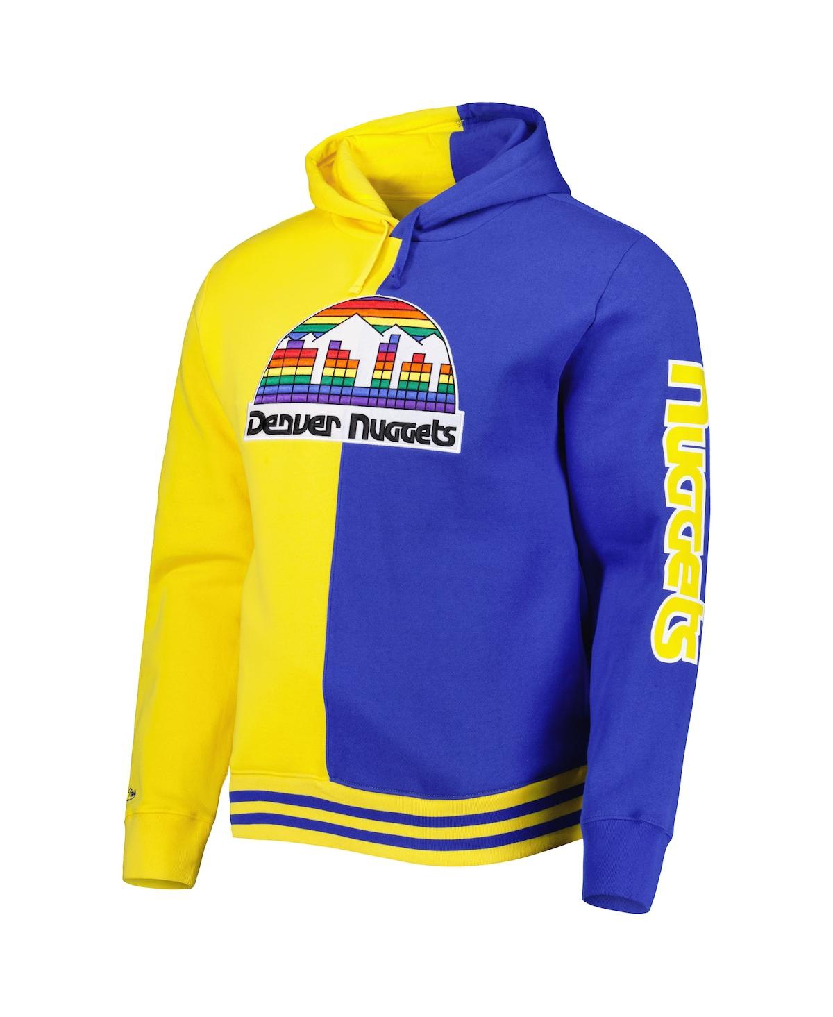 Mitchell & Ness Men's  Gold, Royal Denver Nuggets Hardwood Classics Split Pullover Hoodie In Gold,royal