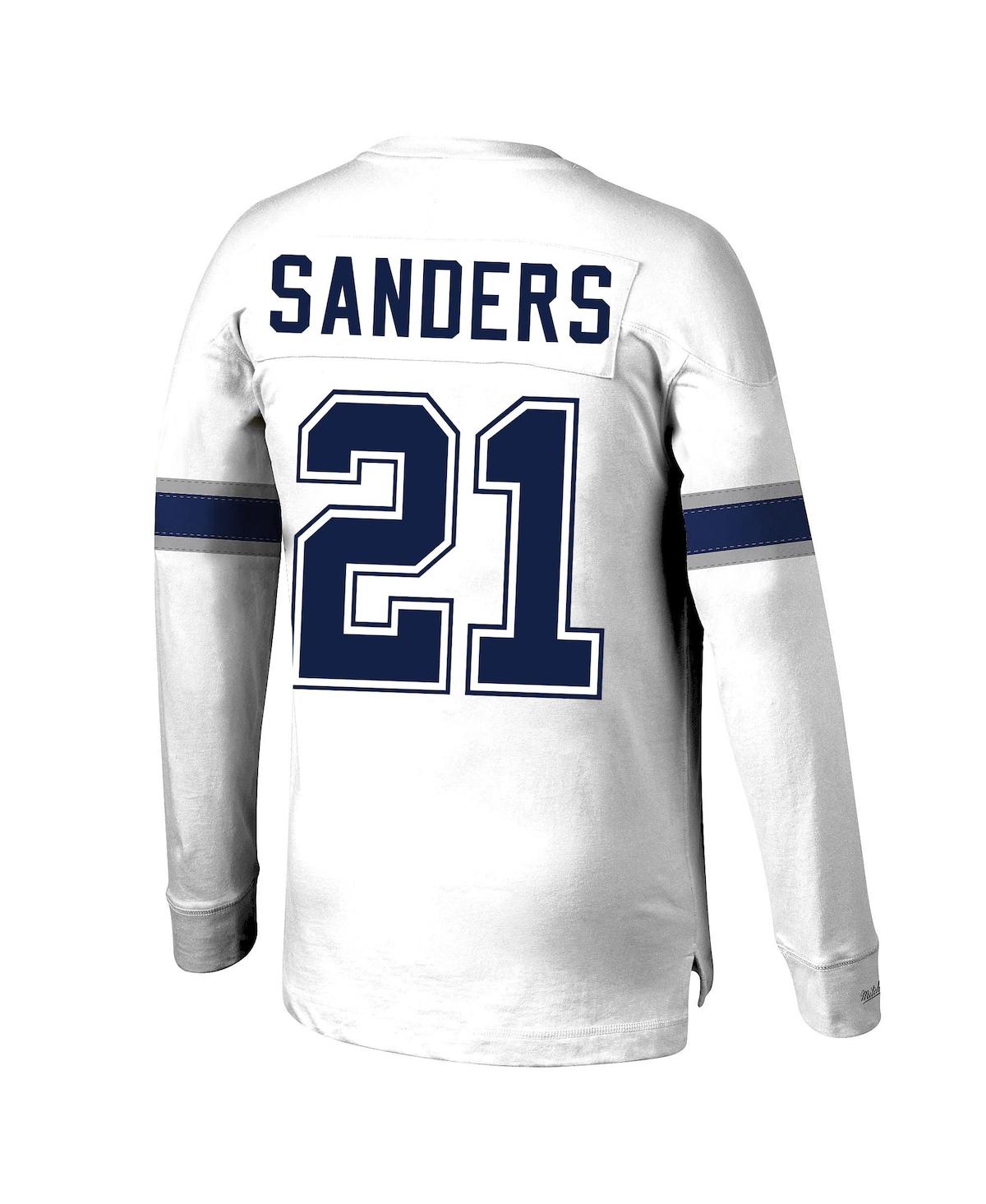 Mitchell & Ness Men's  Deion Sanders White Dallas Cowboys Retired Player Name And Number Long Sleeve In White