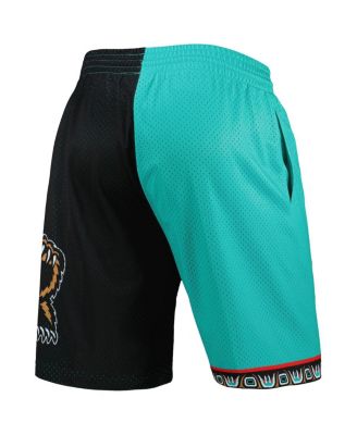 Men's Turquoise, Black Vancouver Grizzlies Hardwood Classics 1998 Split Swingman Shorts
