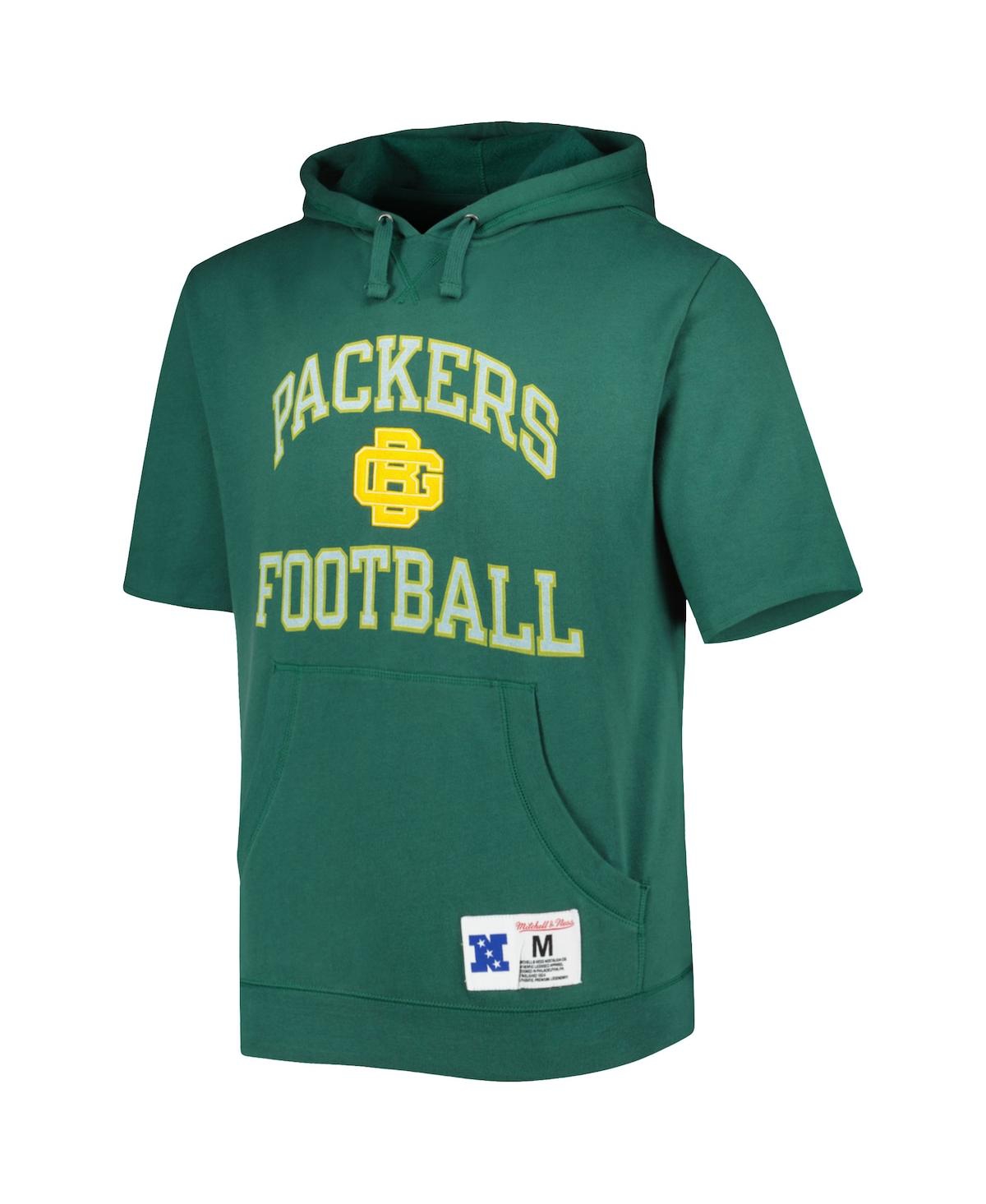 Mitchell & Ness Men's  Green Green Bay Packers Washed Short Sleeve Pullover Hoodie In Green