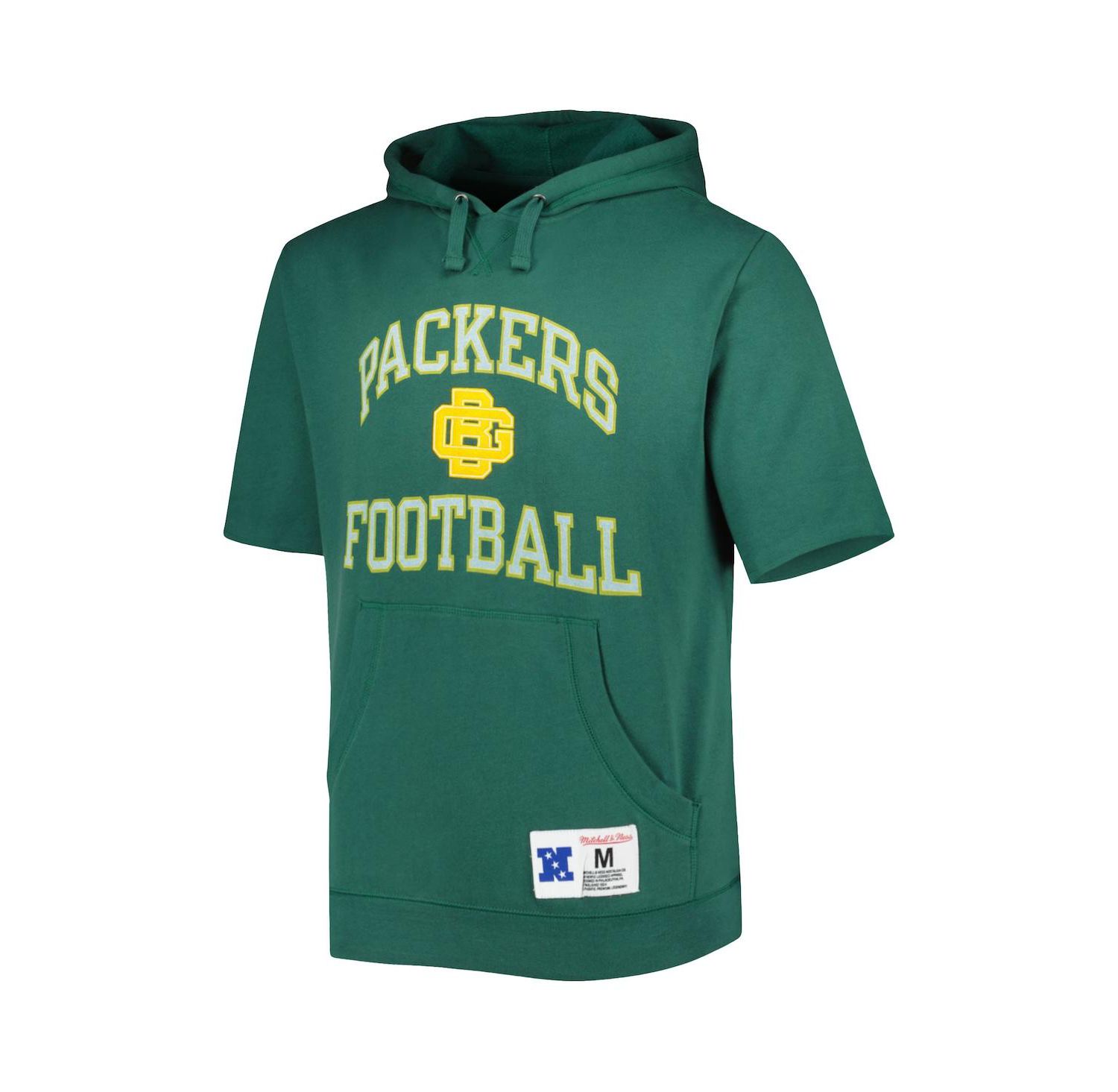 Men's Green Green Bay Packers Washed Short Sleeve Pullover Hoodie
