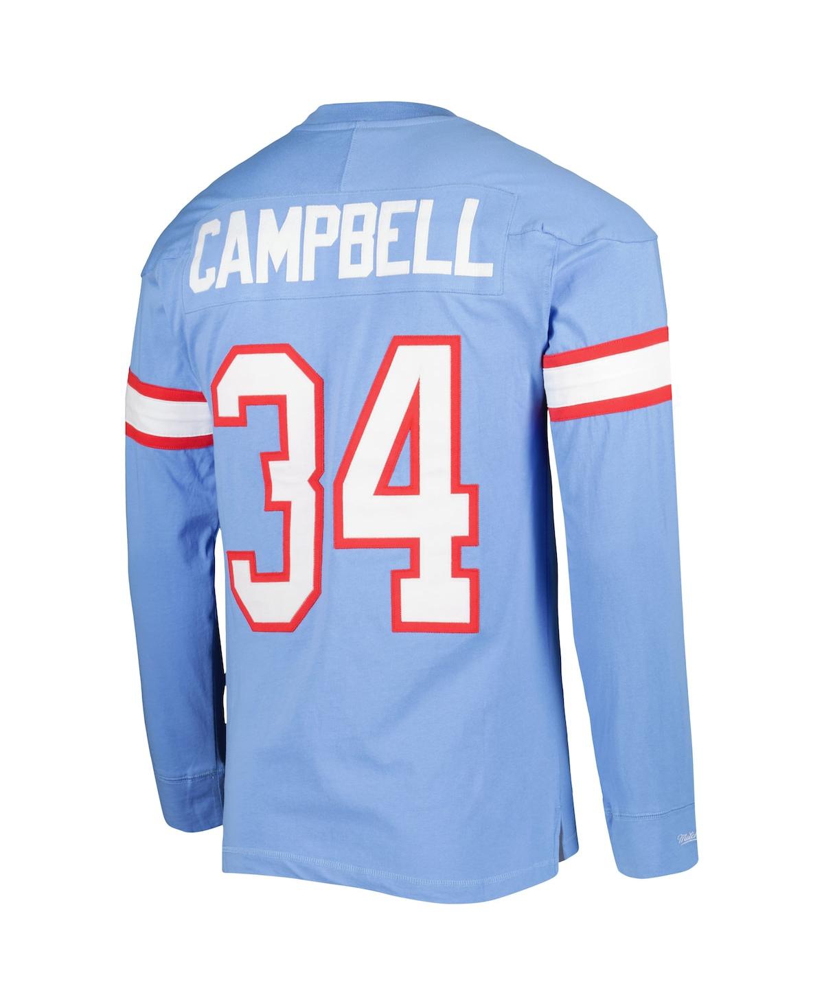 Men's Mitchell & Ness Earl CampbellHouston Oilers 1984 Retired Player Name and Number Long Sleeve T-shirt - Light Blue