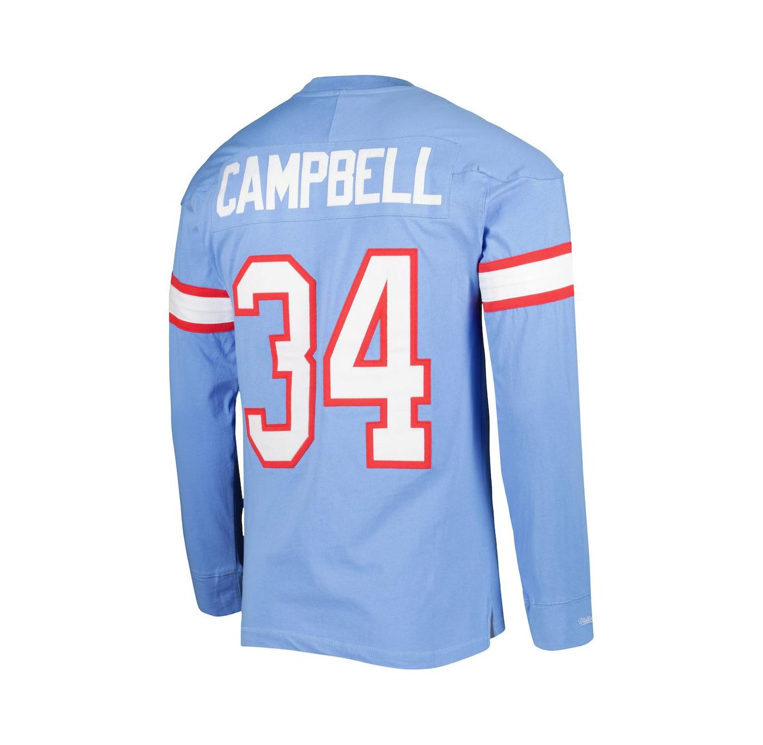 Men's Earl Campbell Light Blue Houston Oilers 1984 Retired Player Name and Number Long Sleeve T-shirt
