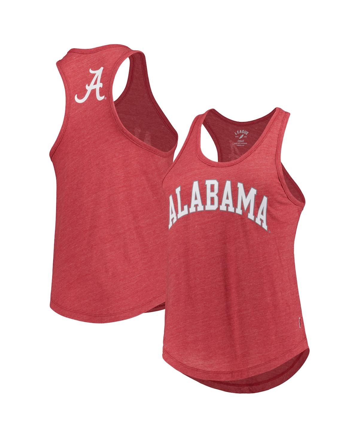 Women's League Collegiate Wear Heather Crimson Alabama Crimson Tide Two-Hit Intramural Tri-Blend Scoop Neck Racerback Tank Top - Crimson