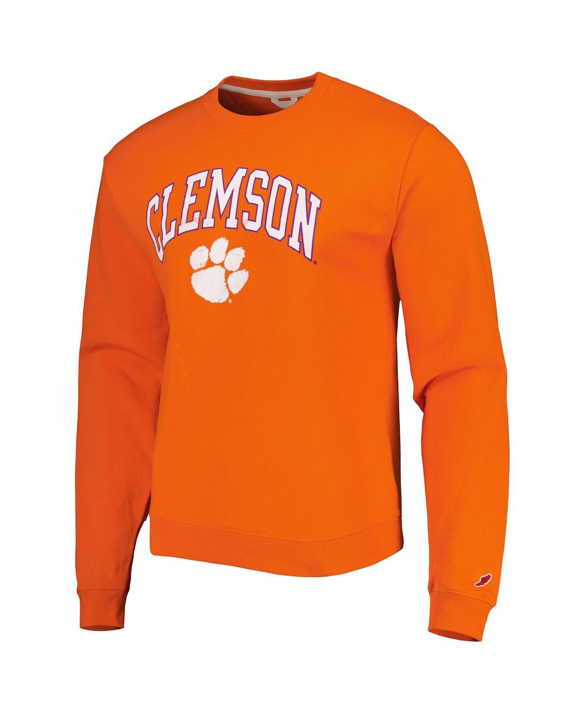 Shop League Collegiate Wear Men's  Orange Clemson Tigers 1965 Arch Essential Fleece Pullover Sweatshirt