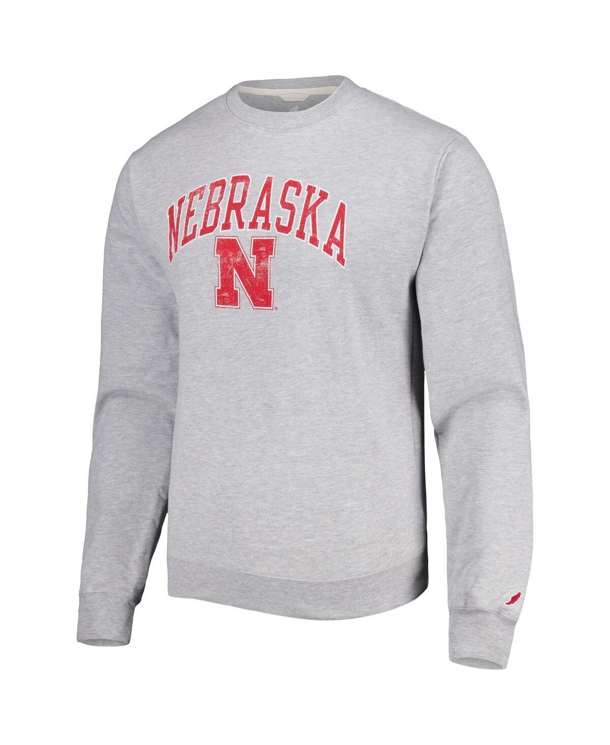 LEAGUE COLLEGIATE WEAR MEN'S LEAGUE COLLEGIATE WEAR GRAY NEBRASKA HUSKERS 1965 ARCH ESSENTIAL PULLOVER SWEATSHIRT 