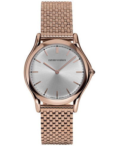 Emporio Armani Unisex Swiss Rose Gold Ion-Plated Stainless Steel Bracelet Watch 36mm ARS2013