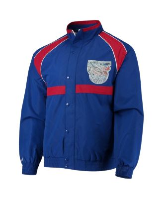 Men's New Jersey Nets Blue Hardwood Classics 75th Anniversary Authentic Warmup Raglan Full-Snap Jacket