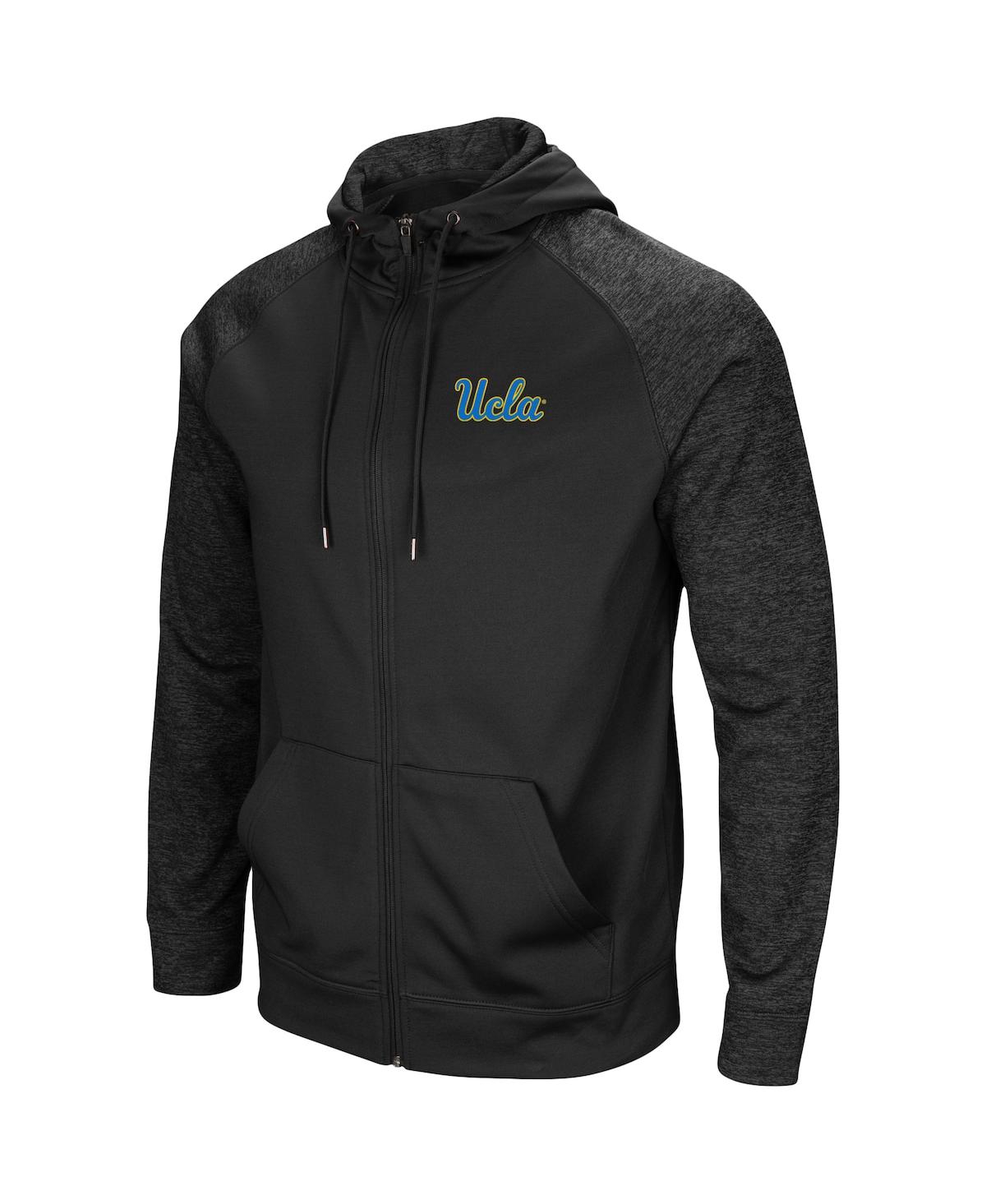 Colosseum Black Ucla Bruins Blackout 3.0 Tonal Raglan Full-zip Hoodie In Black