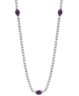 Macy's - Amethyst (1-1/4 ct. t.w.) & Diamond (1-1/2 ct. t.w.) 18" Tennis Bracelet in Sterling Silver (Also in Blue Topaz, Garnet, & Citrine)