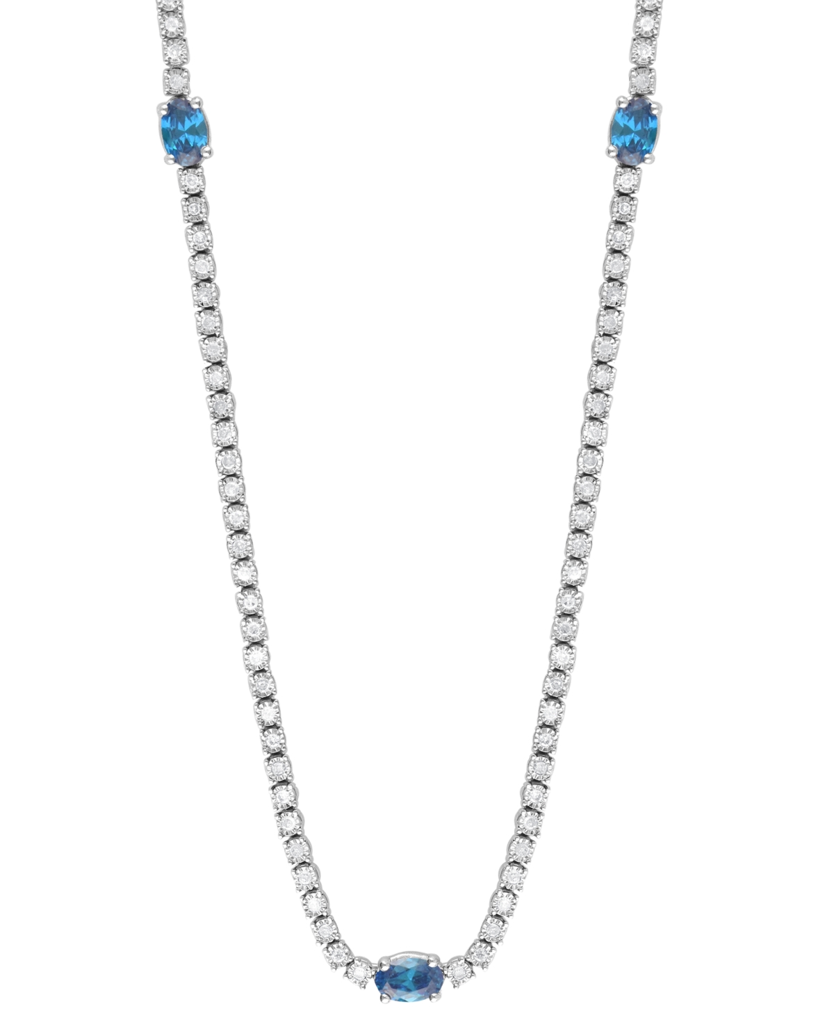 Macy's Amethyst (1-1/4 Ct. T.w.) & Diamond (1-1/2 Ct. T.w.) 18" Tennis Bracelet In Sterling Silver (also In In Blue Topaz