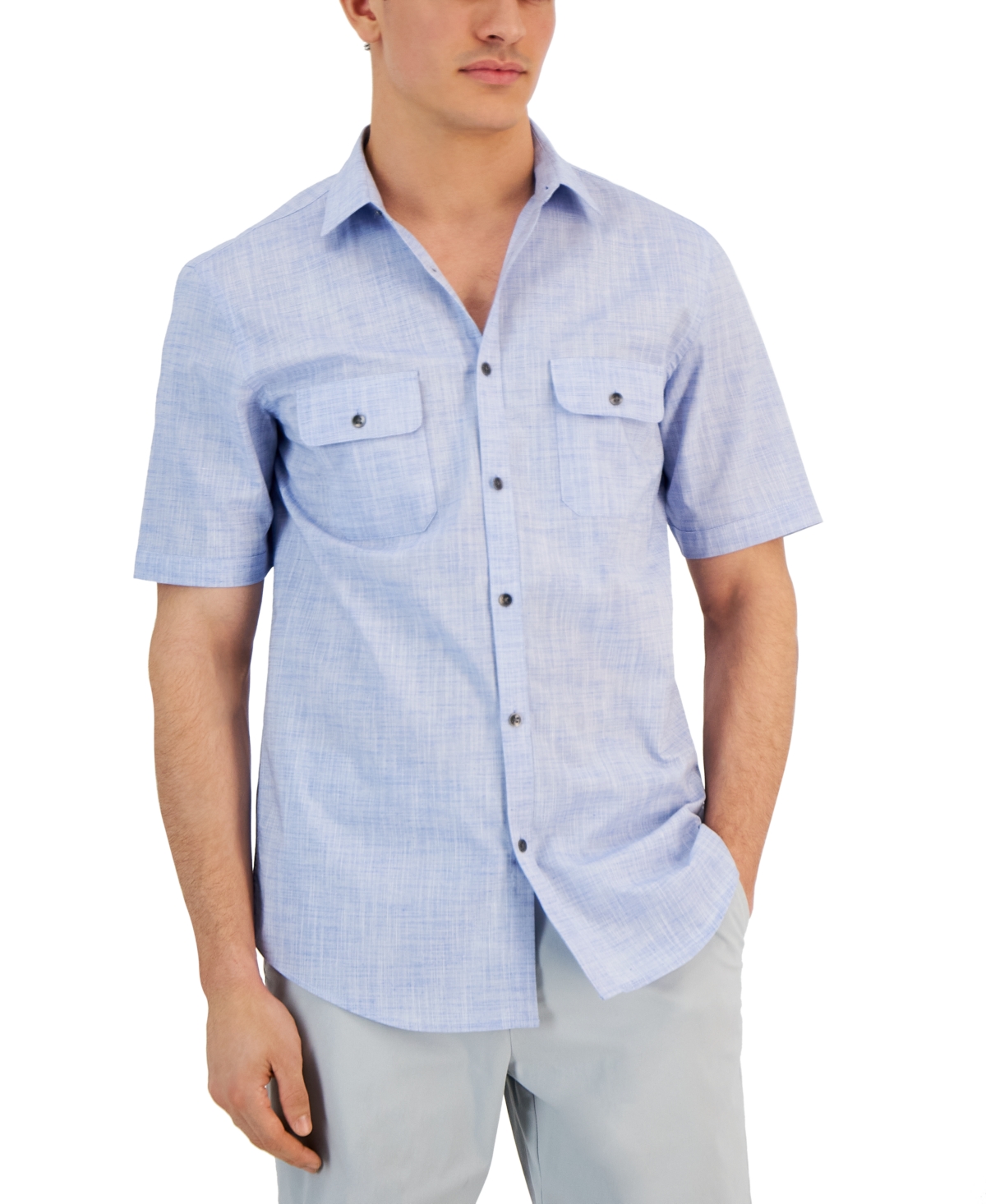 Alfani Men's Warren No Pocket Short Sleeve Shirt, Created for